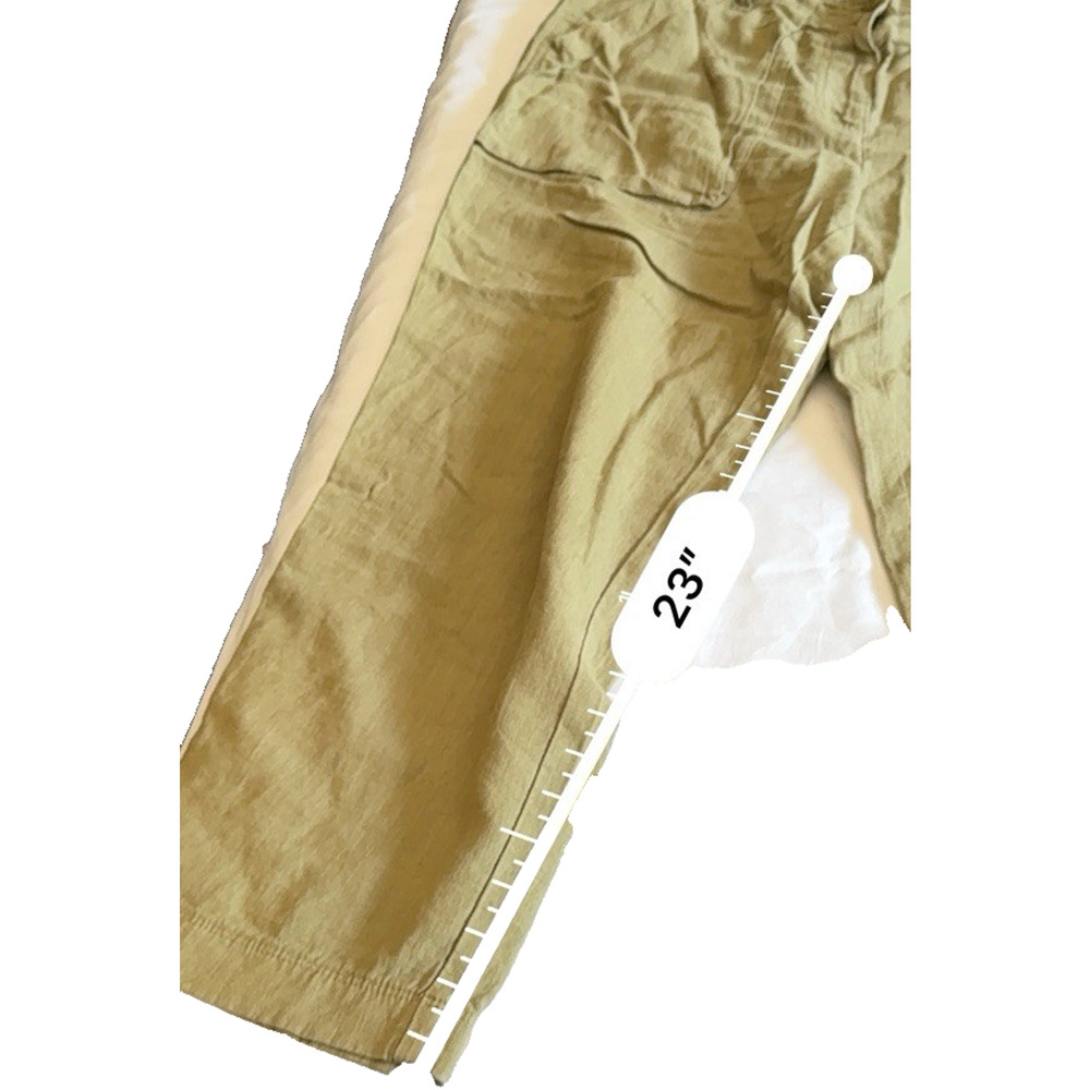 J.Crew Tan Linen-Tencel High Rise Wide Leg Cargo Pants 14 Coastal Quiet Luxury - Picture 11 of 14